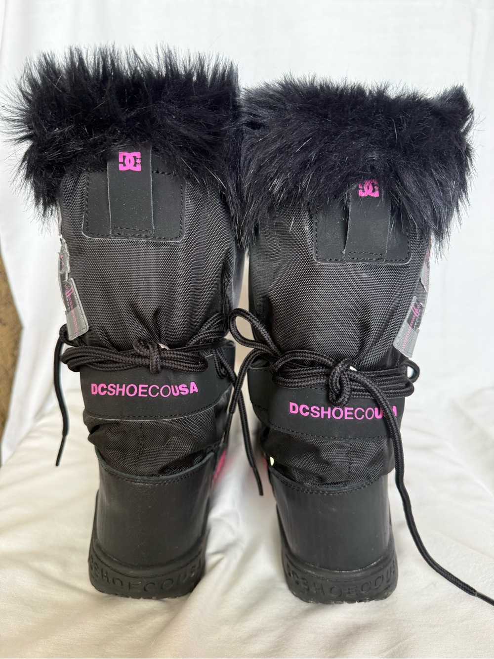 Vintage DC Chalet Snow Boots Kids Youth Size L 4K/5K Black Crazy Pink Y2K
